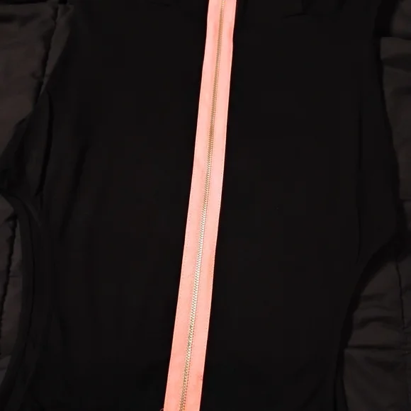 Black Fit-and-Flare Mini Dress with Pink Back Zip - Picture 3 of 8